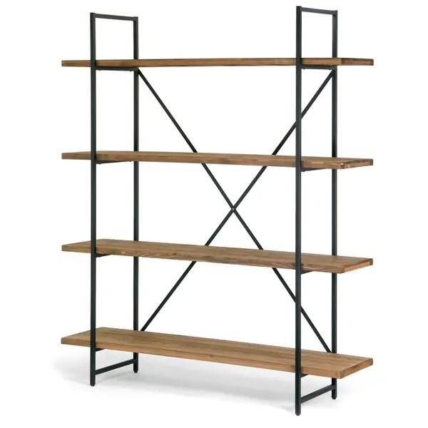 Ailis Brown Wood and Metal 75-inch 4-shelf Etagere Bookcase | Bed Bath & Beyond
