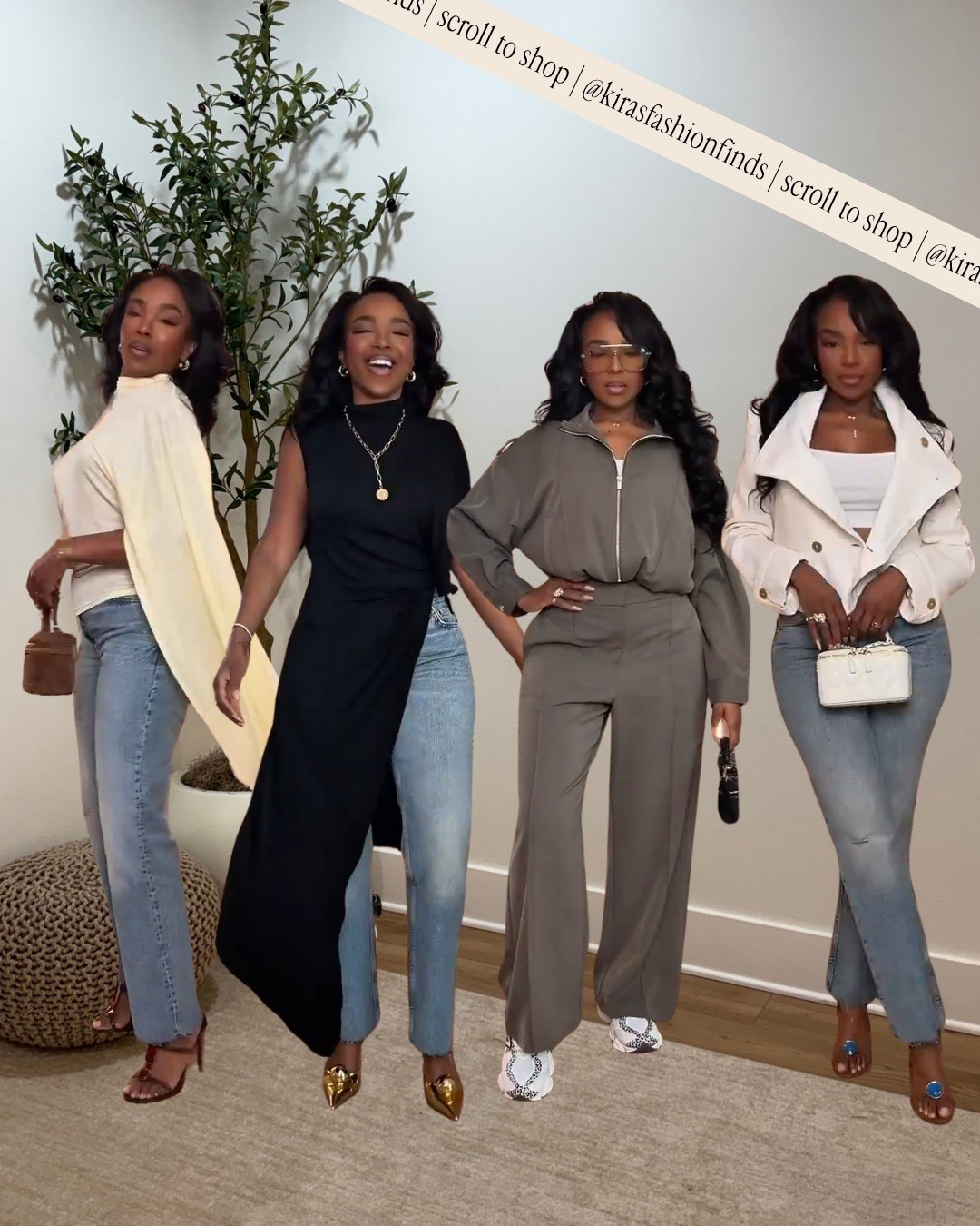Scroll to shop these effortless everyday outfits 🤍

Four easy looks you can mix, match, and rewear—perfect for work, errands, casual dinners, and everything in between.

📏 Measurements: 5’4”, 140 lbs, 34D bust, 27” waist, 40” hips

Follow me on Instagram and YouTube @kirasfashionfinds