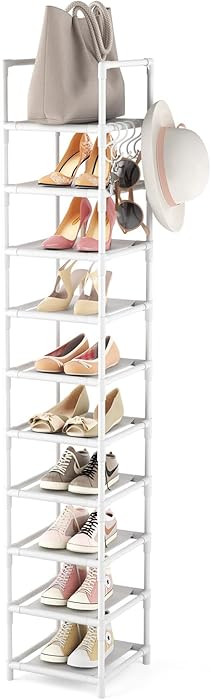 Tall Narrow Shoe Rack 10-Tier Skinny Shoe Shelf Storage for 10-15 Pairs Shoes and Boots, Space Sa... | Amazon (US)