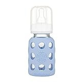 Lifefactory Glass Baby Bottle with Stage 1 Nipple and Protective Silicone Sleeve Blanket 4 Oz | Amazon (US)