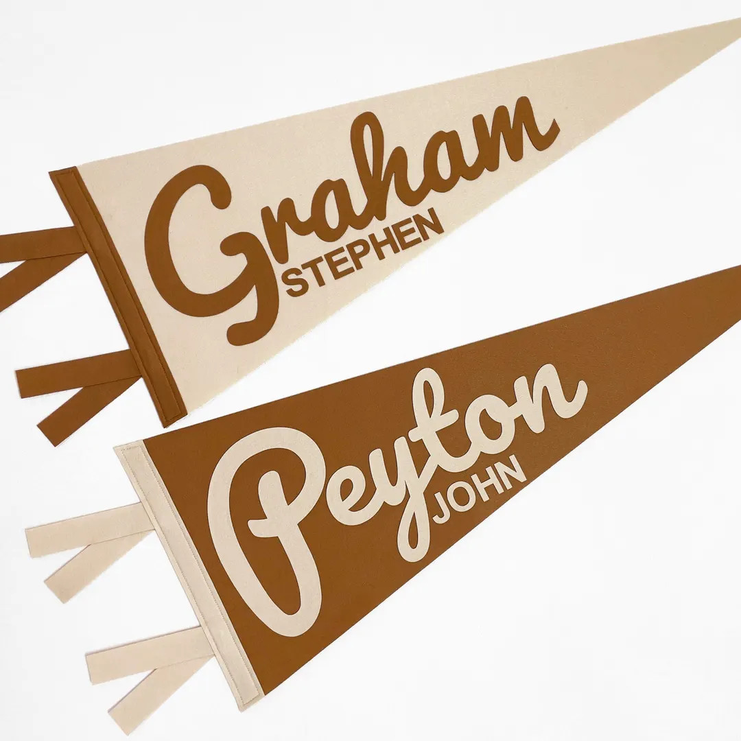 Name Pennant, Custom Name Wool Felt Pennant Flag, Vintage Style Personalized Felt Pennants and Ba... | Etsy (US)