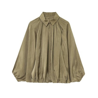 Garvee Womens Puffed Bomber Jacket Casual Batwing Sleeve Zip Shirts Oversized Streetwear Pleated Jackets Green S | Target