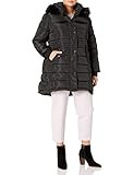 BeBe Women's Outerwear Women's Plus Size Puffer Jacket, Long Length Black/Black, 1X | Amazon (US)