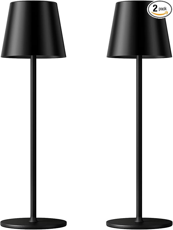 Cordless Table Lamp Rechargeable Black - KK 2 Pack 5000mAH Battery Operated Lamp for Counter, 3 C... | Amazon (US)