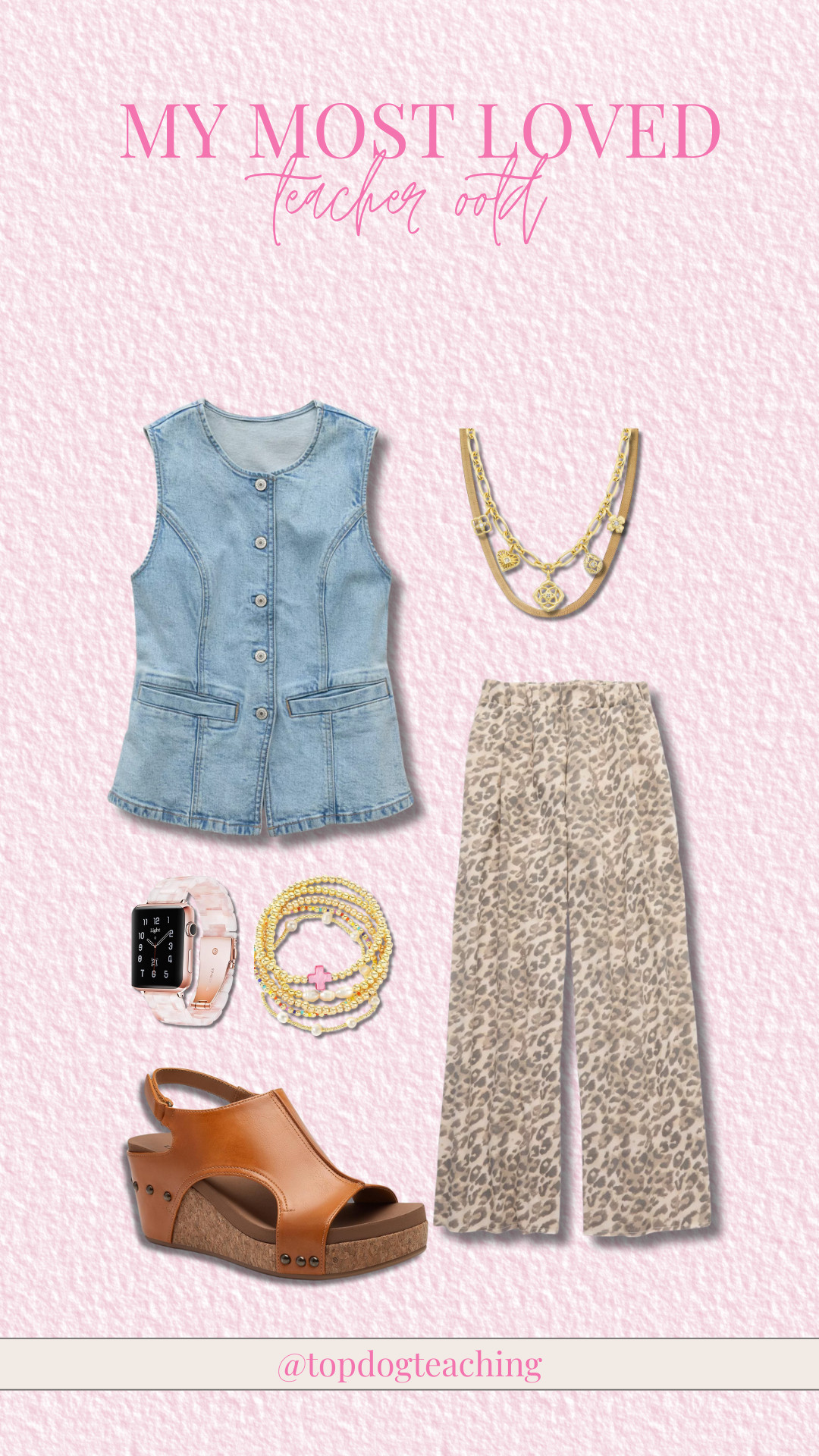 One of my most loved outfits from 2025! I'm still absolutely obsessed with this denim vest and these trousers that are really (literally) sweatpants! 

Denim vest, leopard pants, teacher outfit, classroom style 

 #LTKdayinmylife #LTKgrwm #LTKootd