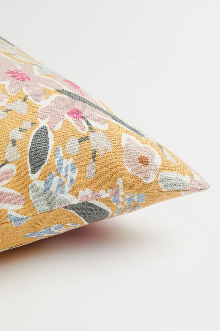 Conscious choice  Cushion cover in cotton canvas with a printed pattern on both sides. Concealed ... | H&M (US + CA)