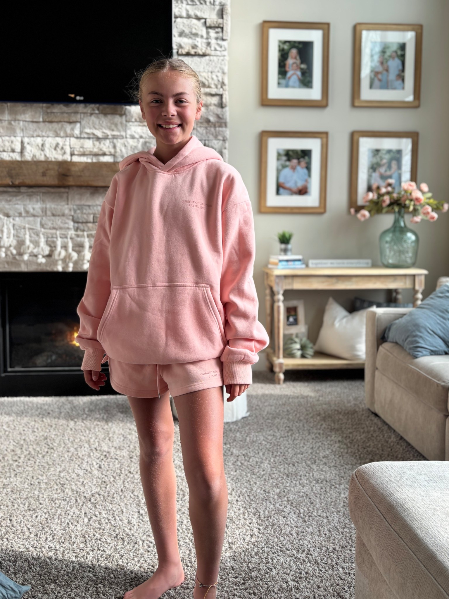 Cmfrt sweatshirt set peach 🍑 
Softest sweatshirt and shorts 

#LTKKids
