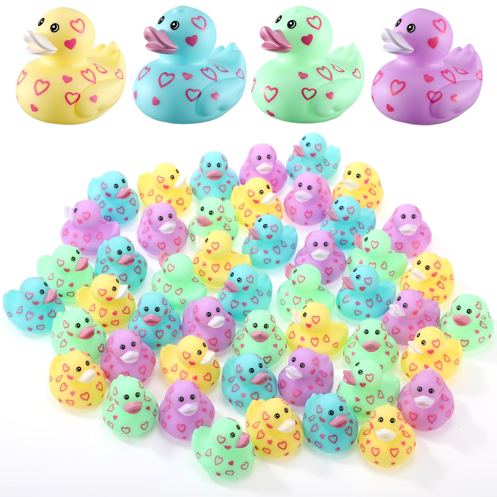 Jerify 12 Pcs 2 Inch Valentine Rubber Duckies Packs Valentine's Day Heart Small Tiny Rubber Ducks... | Amazon (US)