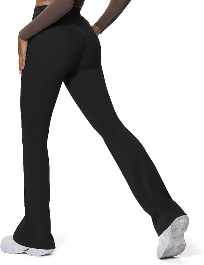 Aoxjox Flare Leggings for Women Hidden Scrunch Butt Lifting High Waisted Wide Leg Yoga Pants 30"/... | Amazon (US)