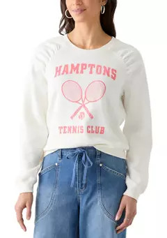 Oak & Trellis Women's Hamptons Tennis Club Pullover Graphic Sweatshirt | Belk