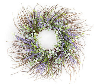 Melrose Lavender Floral & Twig Wreath 30.5""D | QVC