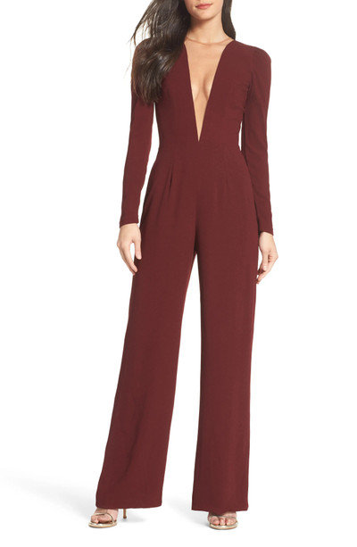 Dress the Population Drew Plunging Illusion Jumpsuit
