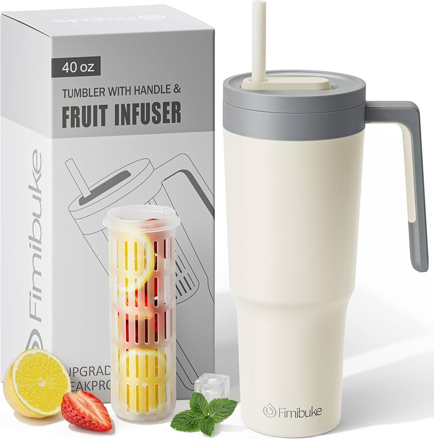 Amazon.com: Fimibuke 40 oz Tumbler with Handle & Fruit Infuser, Stainless Steel Vacuum Insulated ... | Amazon (US)