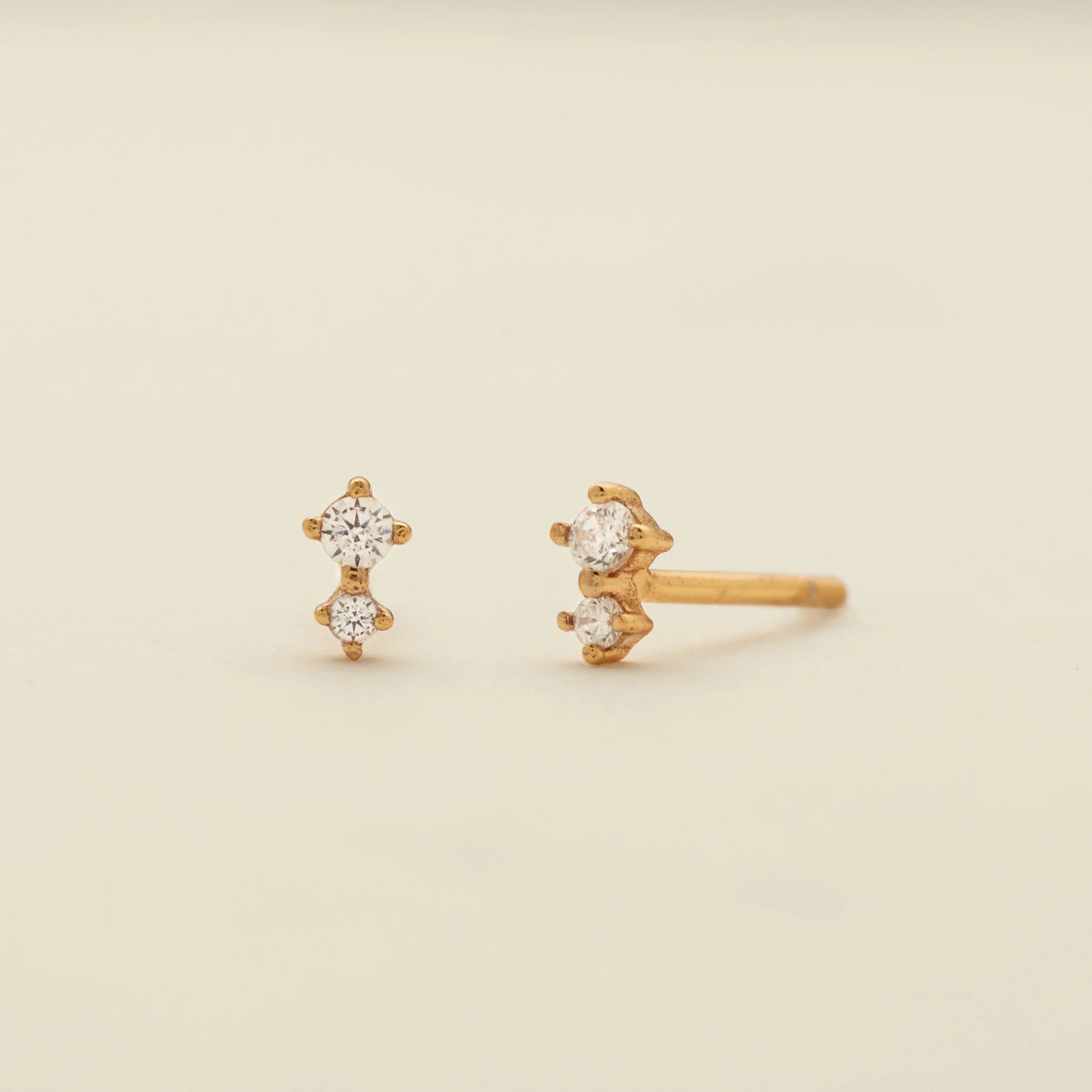 Luxe Double Stone Stud Earrings | Made by Mary (US)