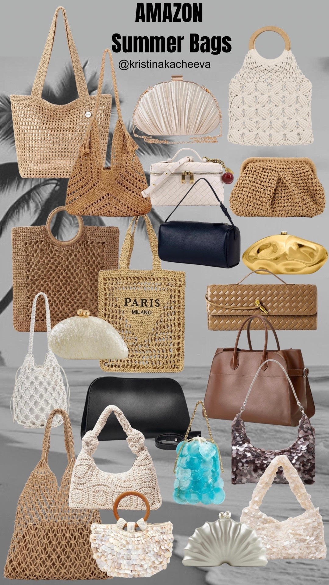 Amazon summer bags! Shop raffia, seashell, leather, sequin bags, clutches and totes. Perfect for a beach vacation and casual summer days. 
#summeroutfits #bag #tote #clutch #beachtote #purse #seashell #sequin #raffia #woven #amazon

#LTKootd #LTKTravel #LTKSeasonal