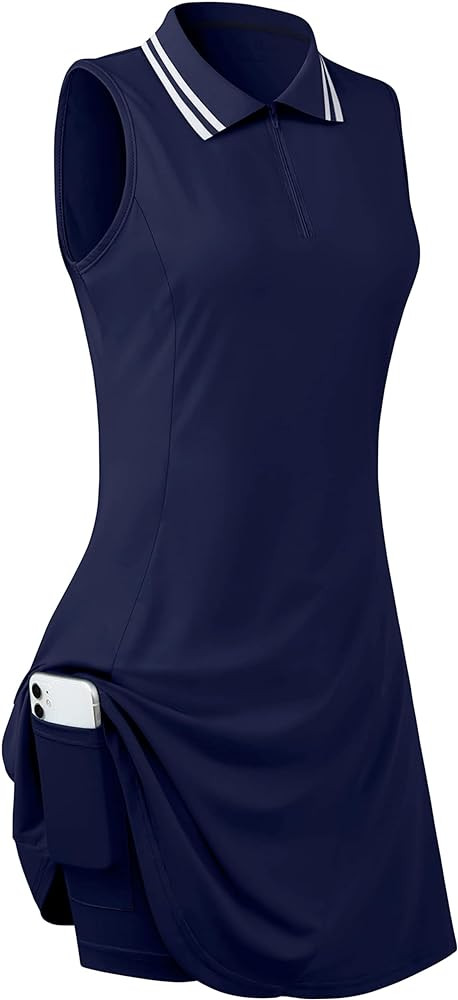 Womens Sleeveless Golf Tennis Dresses with Inner Shorts＆Pockets for Workout Exercise | Amazon (US)