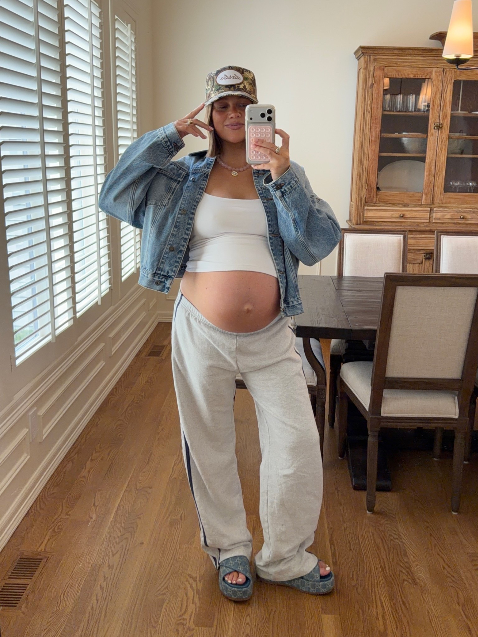 Bra free Abercrombie tank i looove it has built in pads (took them out) but love the shelf bra it’s so good. Size medium I think it runs big!! Jacket size L. Camo hat is revolve!

#bresheppard #bumpstyle #pregnancystyle #gucci #denimjacket #springstyle

#LTKBump
