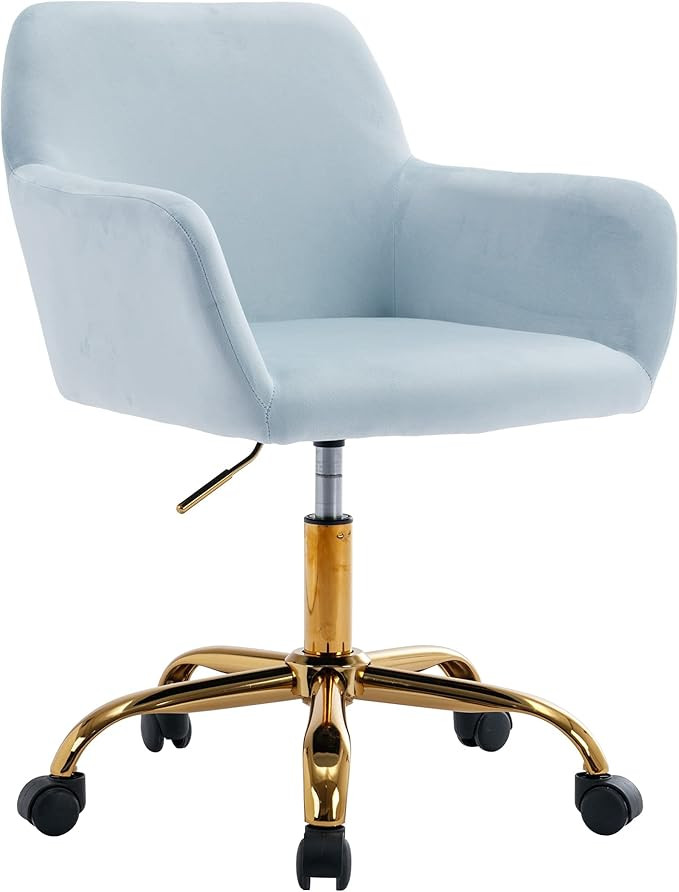 KCC Velvet Office Desk Chair, Comfy Swivel Modern Leisure Armchair with Wheels, Upholstered Comfy... | Amazon (US)
