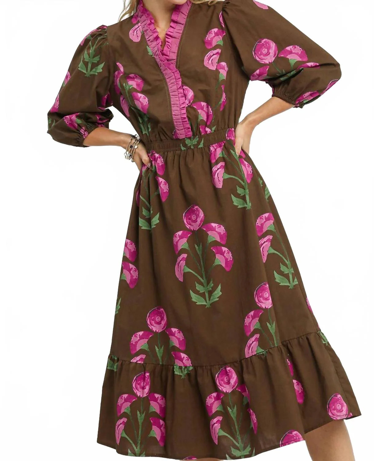 Bloom Babe Dress In Brown | Shop Simon