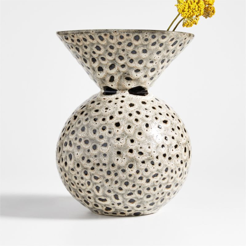 Manor Funnel-Neck Speckled Black and White Vase + Reviews | Crate & Barrel | Crate & Barrel