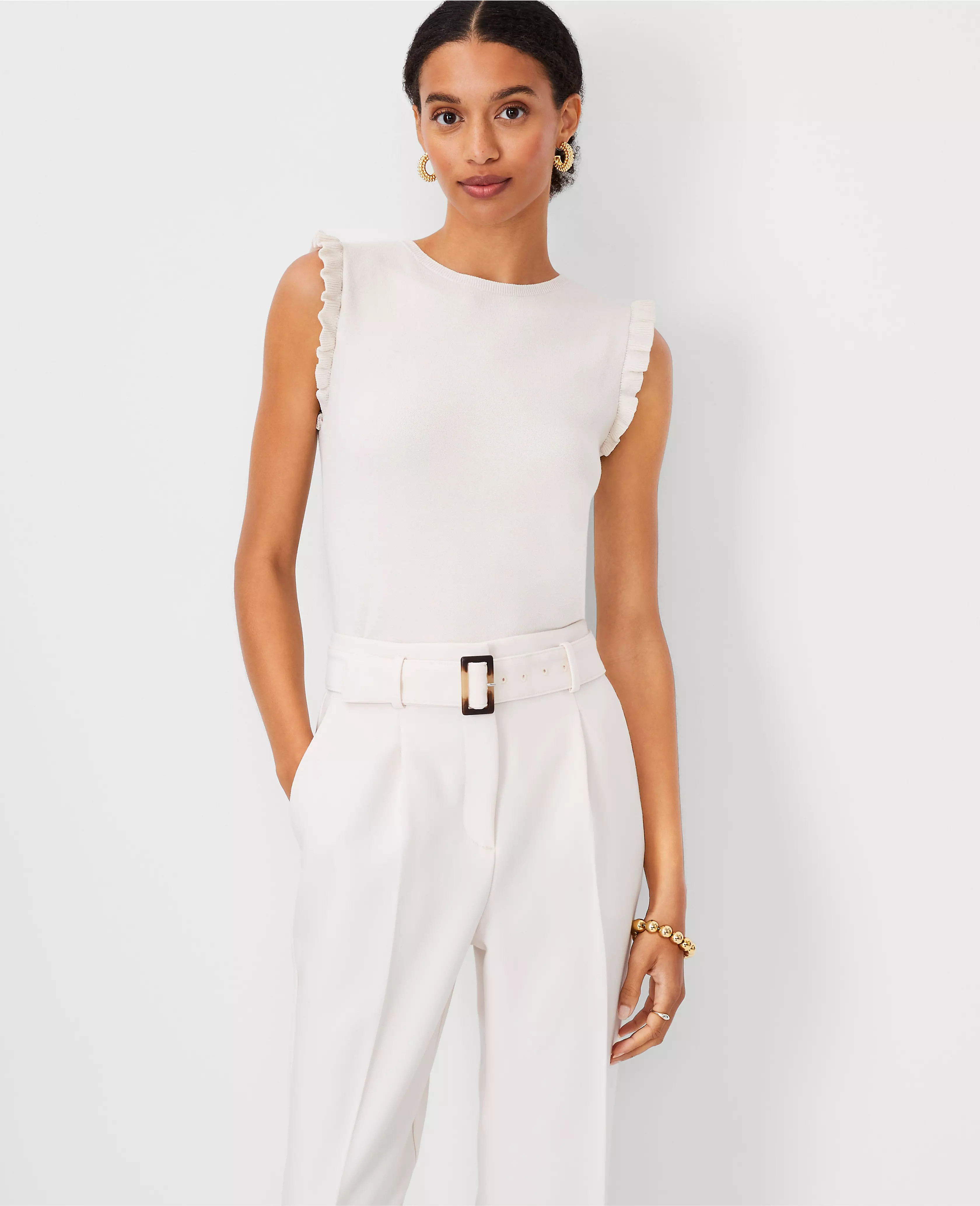 Petite Ruffle Shoulder Sweater Shell | Ann Taylor (US)