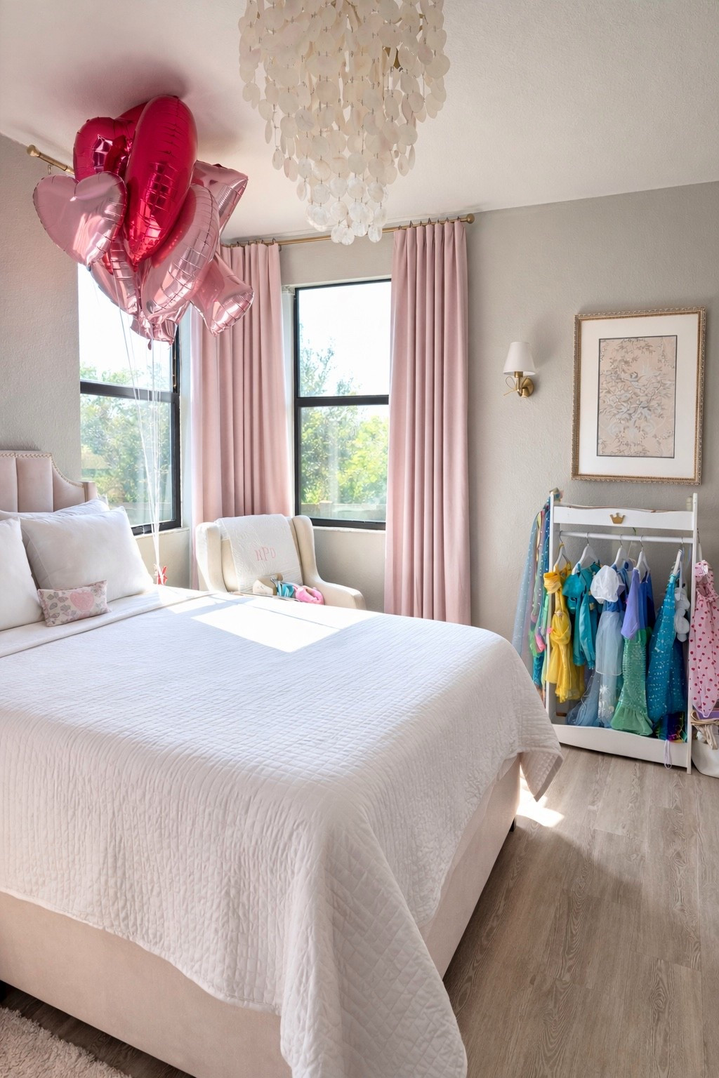 My daughter's room is almost complete. Still need to do her bathroom but loving how it's coming out. #girlsroom #princessbedding #curtains #amazonhome #amazoncurtains #velvetbed #curtainrod #pinkroom #toddlerroom #amazonlightfixture #lightfixture #kidsroom

#LTKKids #LTKSaleAlert #LTKHome