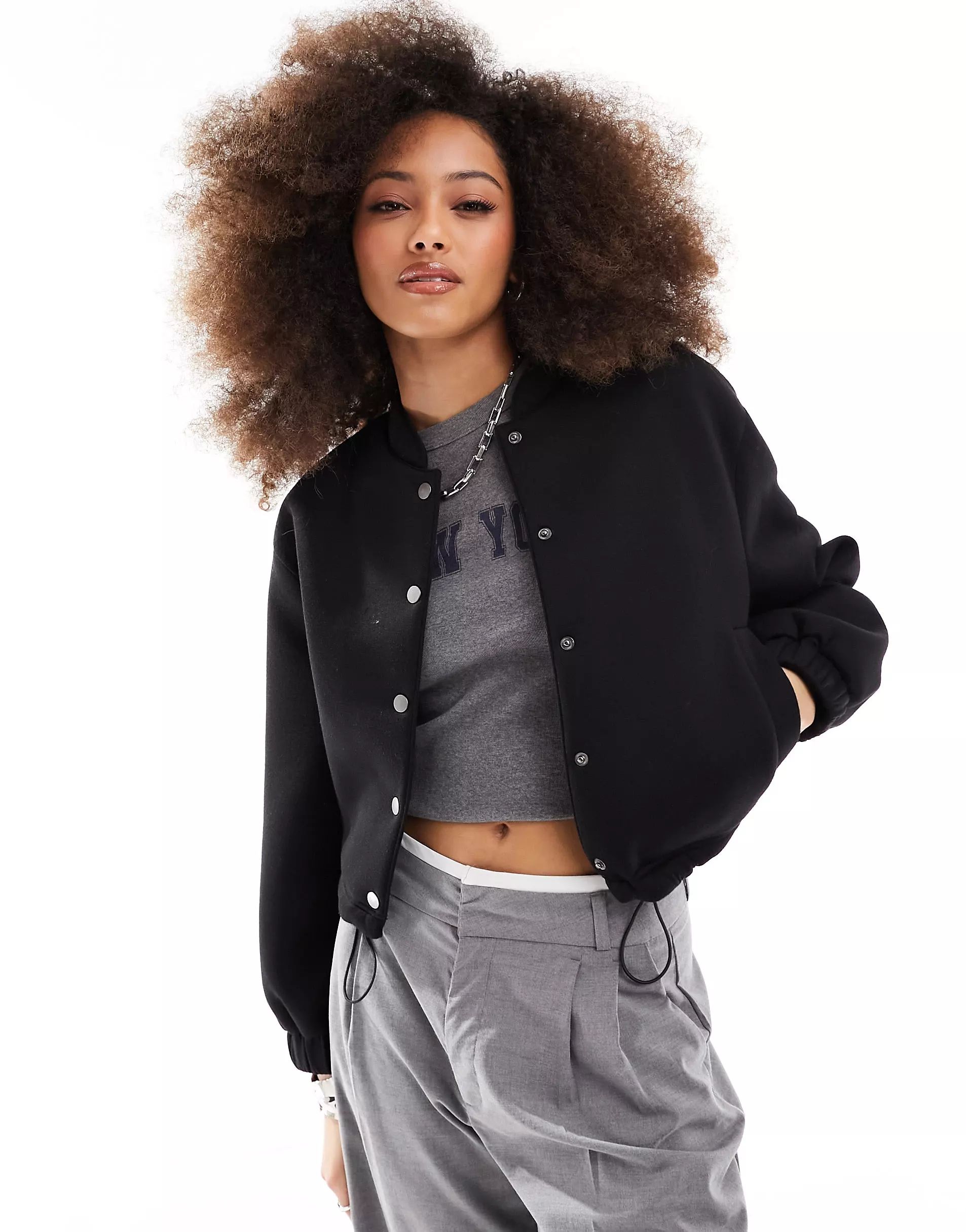 ASOS DESIGN scuba bomber jacket in black | ASOS | ASOS (Global)