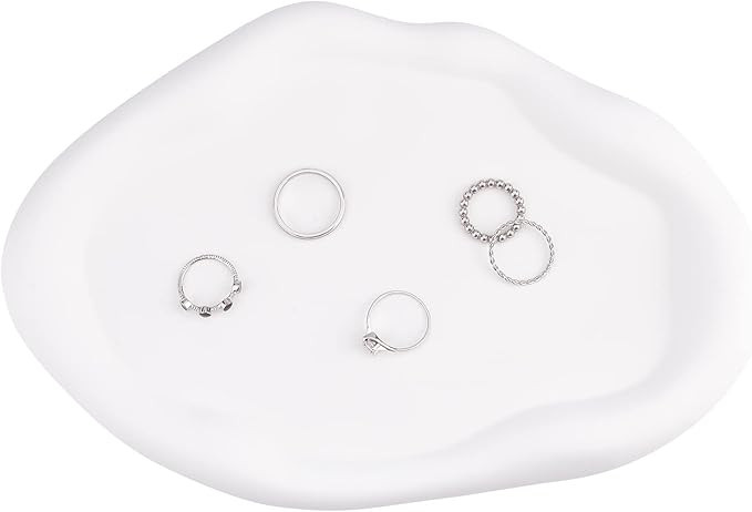 FINGERINSPIRE Plaster Jewelry Dish Cosmetics Trinket Tray (Cloud Shape, 9.4x6.5x0.6 Inch) White R... | Amazon (US)