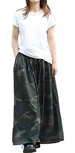 EXPOING Extra Wide Leg Denim Pants for Women Long Jeans Elastic Waist with Pockets Plus Size Loose Casual (Camo M) | Amazon (US)