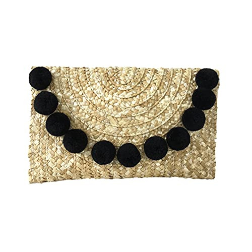 F.C. Fashion Culture Women's Pom Pom Straw Envelope Clutch | Amazon (US)