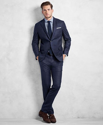 Golden FleeceÂ® Blue and Navy Plaid Suit | Brooks Brothers