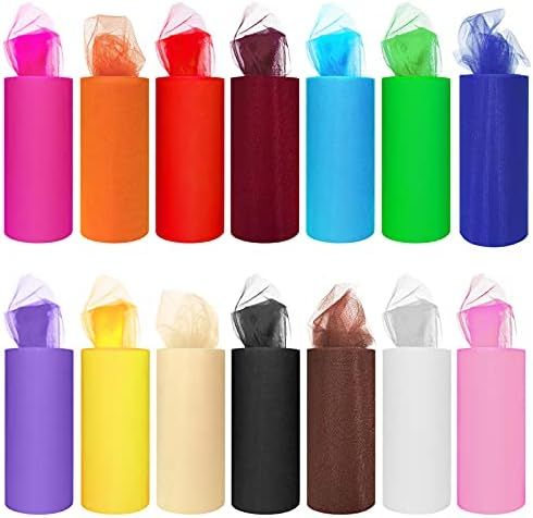 14 Colors Tulle Rolls 6” by 25 Yards (75 Feet) Rainbow Tulle Netting Fabric Spool for DIY Tutu ... | Amazon (US)