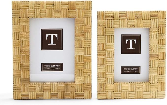 Two's Company Set of 2 Rattan Photo Frames Includes 2 Designs/Sizes | Amazon (US)