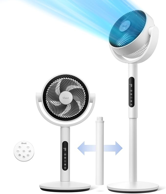 Levoit Standing Fan for Bedroom, 82ft CirculAir 120°Oscillating Fan, 20dB, 908CFM Ultra-High Air... | Amazon (US)