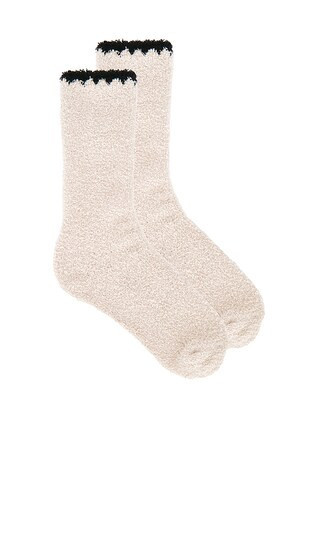 Barefoot Dreams Cozychic Blanket Stitch Rib Socks in Grey. | Revolve Clothing (Global)