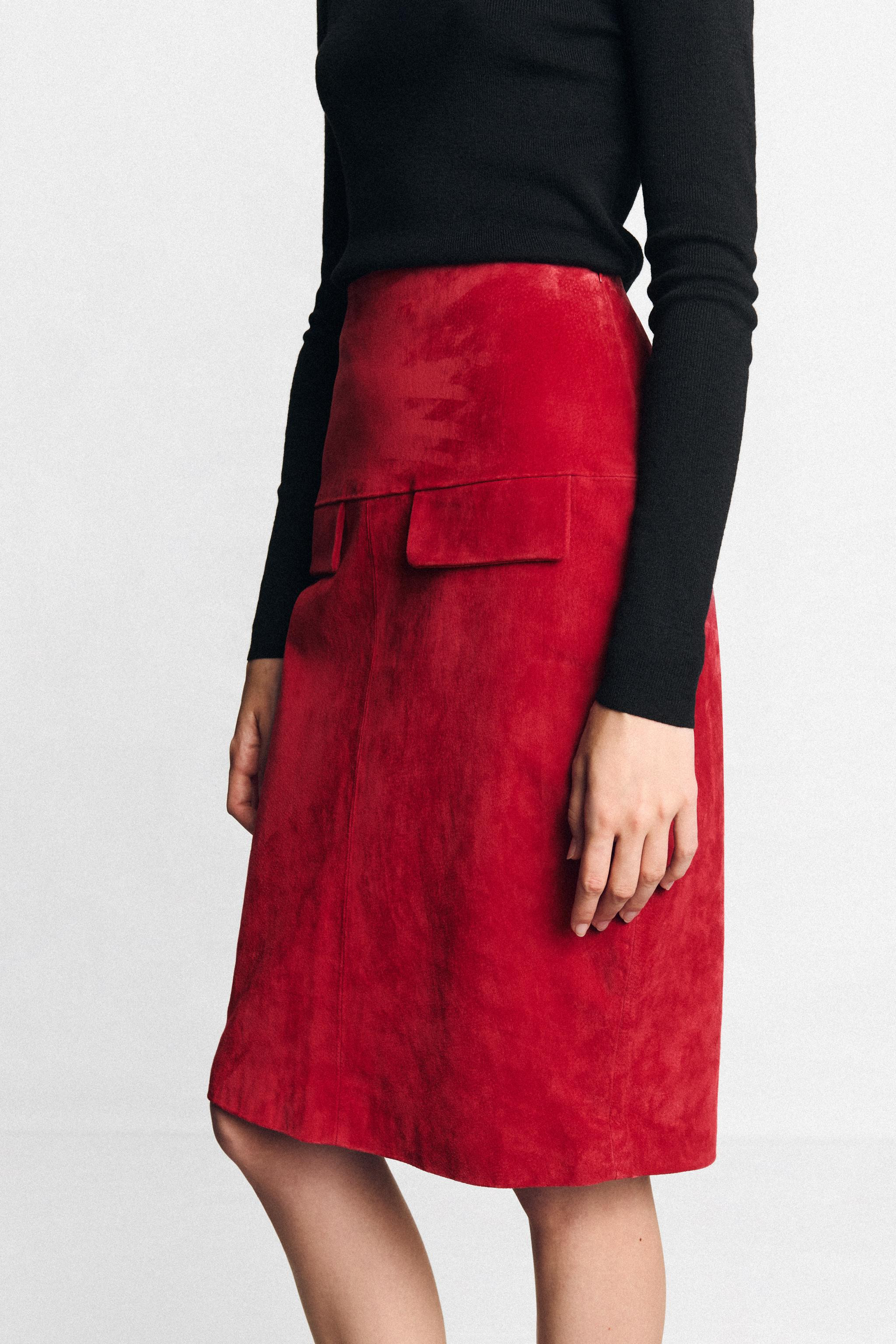 100% LEATHER MIDI SKIRT | Zara UK