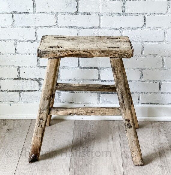 Antique Elm Wood Bench Stool/ Natural Rustic Farmhouse | Etsy | Etsy (US)