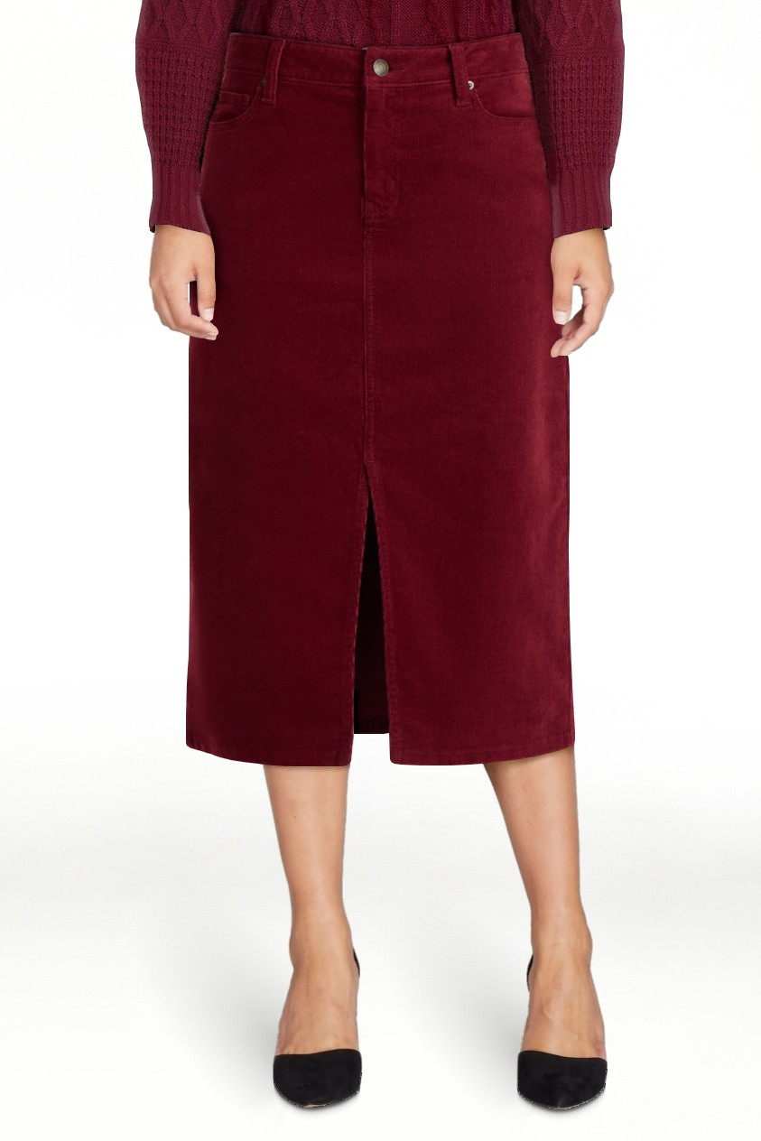 Time and Tru Women's Corduroy Midi Skirt with Front Slit, Sizes 0-20 - Walmart.com | Walmart (US)