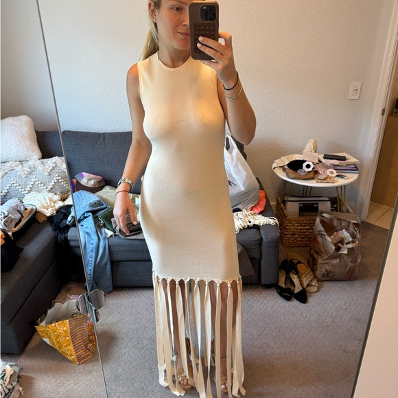 Simon Miller Cream Maxi Dress with Fringe Detail | Poshmark