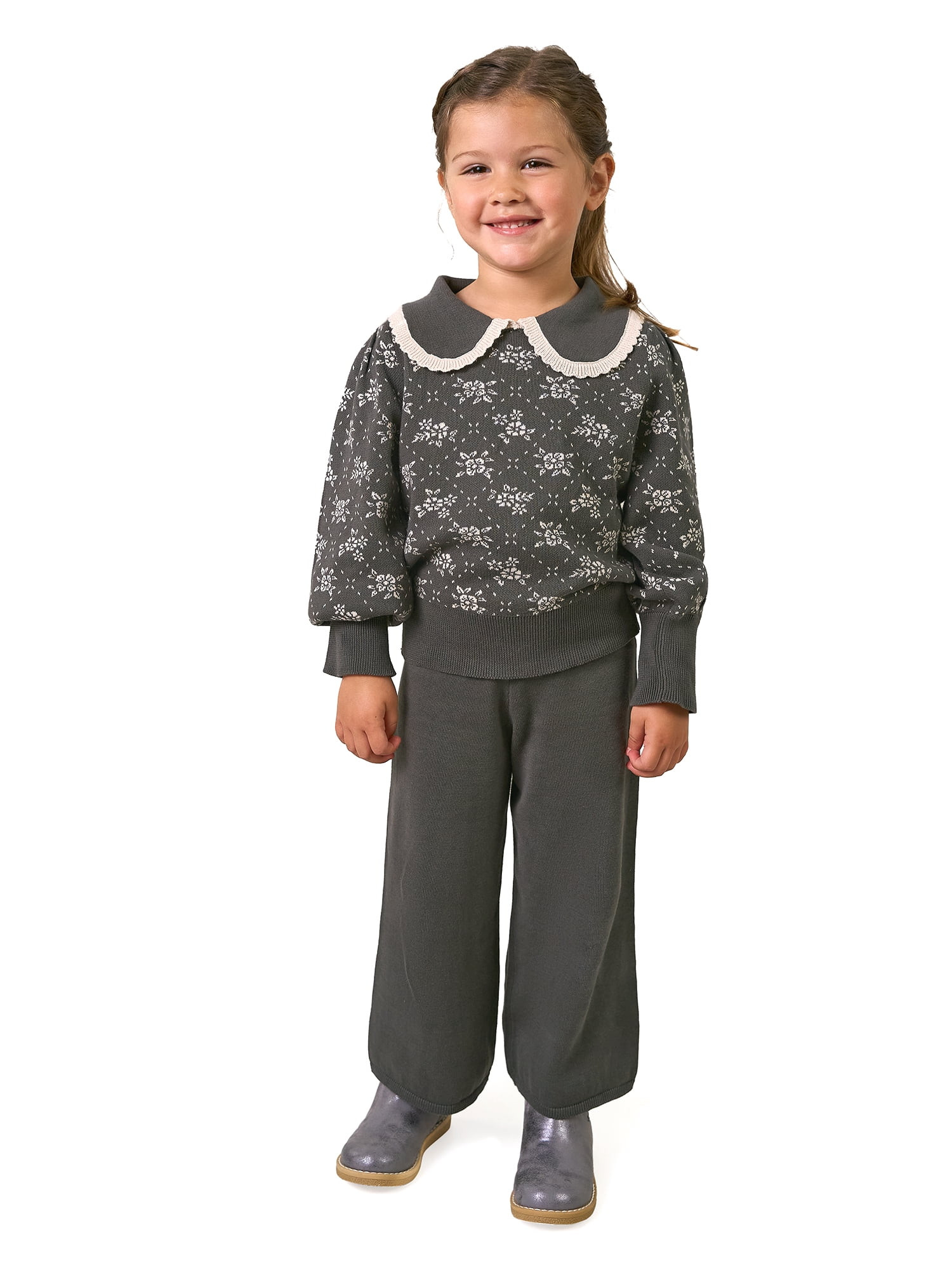 Modern Moments by Gerber Toddler Girl Collar Sweater and Pant Set, 2-Piece, Sizes 12 Months - 5T | Walmart (US)