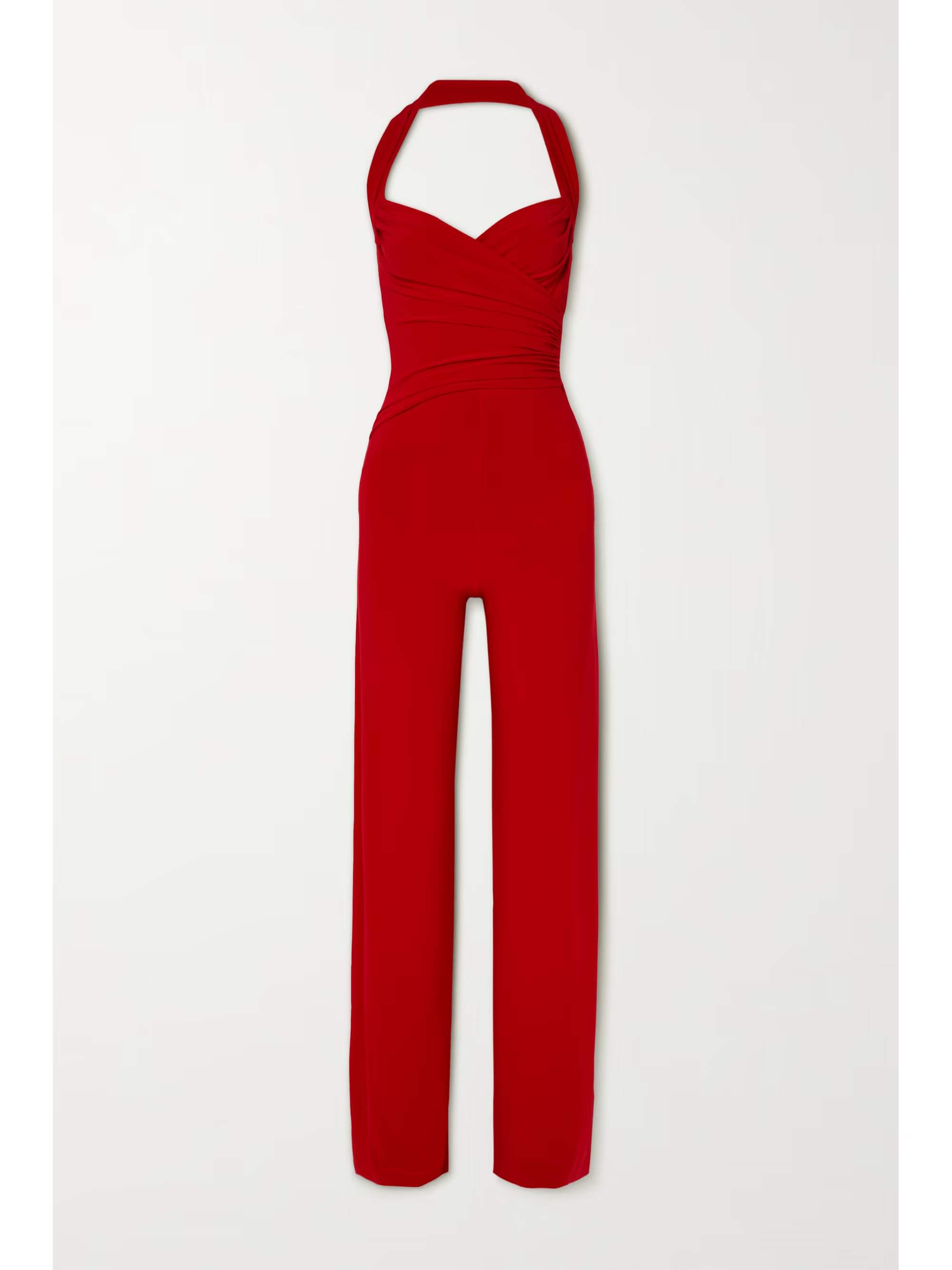 Red Cayla stretch-jersey halterneck jumpsuit | NORMA KAMALI | NET-A-PORTER | NET-A-PORTER (US)