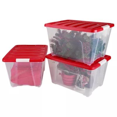 IRIS® 54 qt. Holiday Storage Totes in Red (Set of 3) | Bed Bath & Beyond