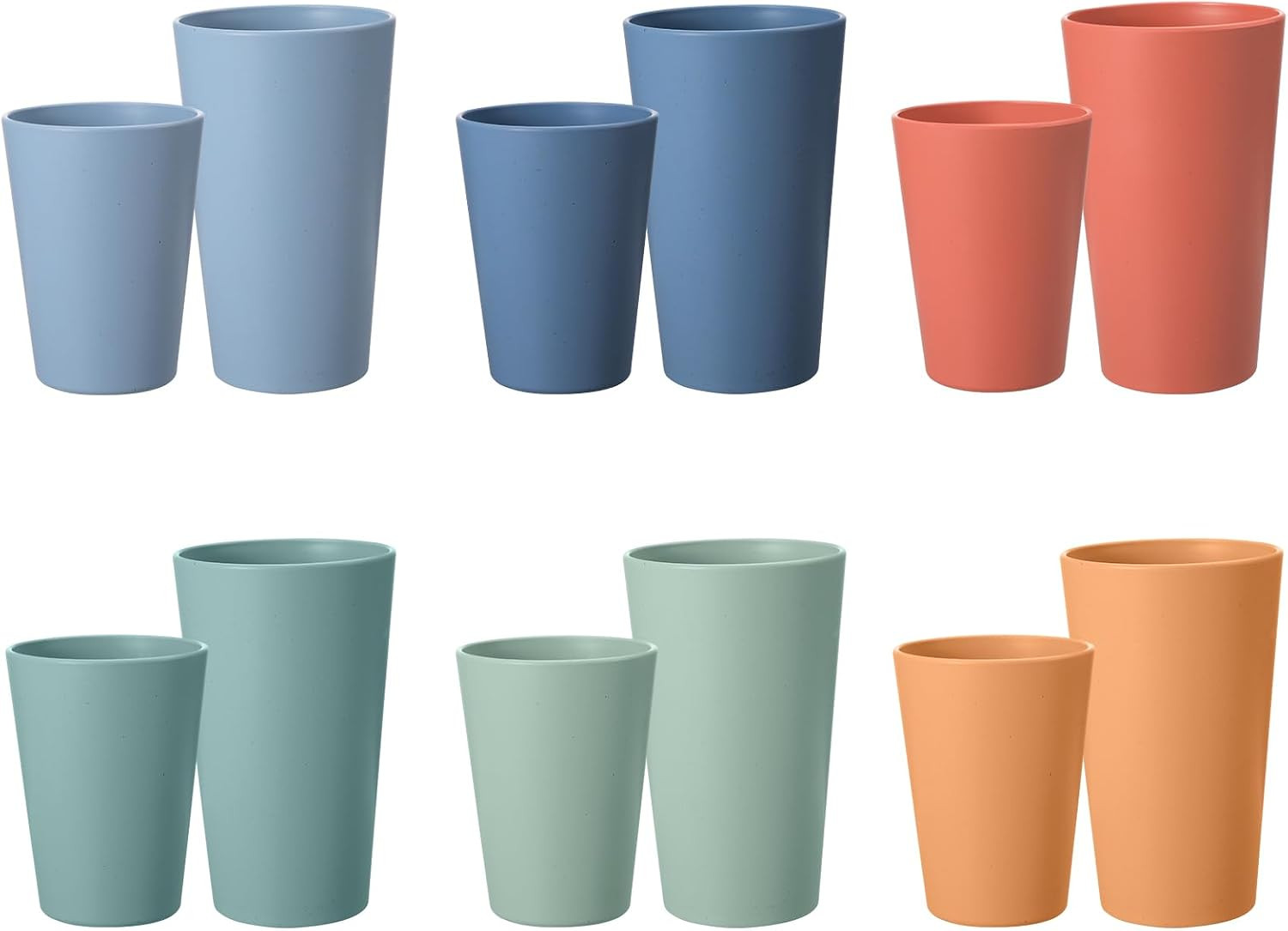 Set of 12 Wheat Straw Cups, 6 Pcs 20 oz & 6 Pcs 12 oz Unbreakable Drinking Cups, Reusable Plastic... | Amazon (US)