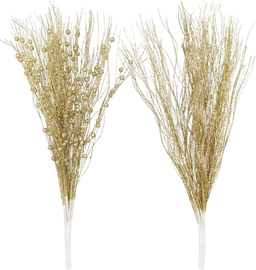 SLK 16-Pack Artificial Glitter Berry Stem Ornaments, Christmas Decorative Glittery Twigs, Picks, ... | Amazon (US)