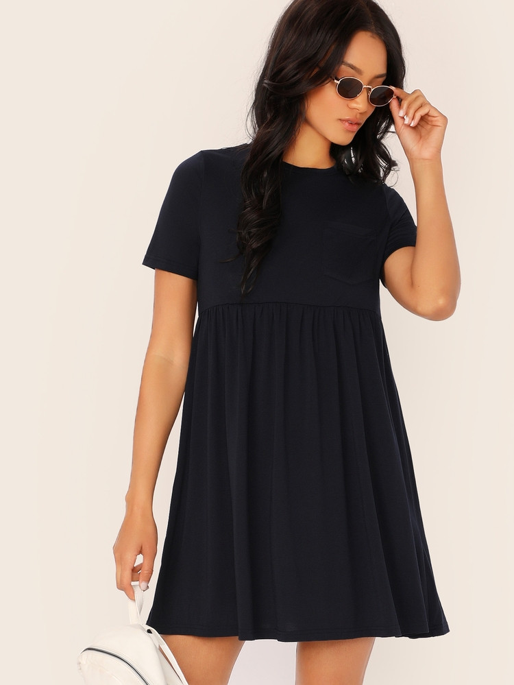SHEIN High Waist Patch Pocket Dress | SHEIN