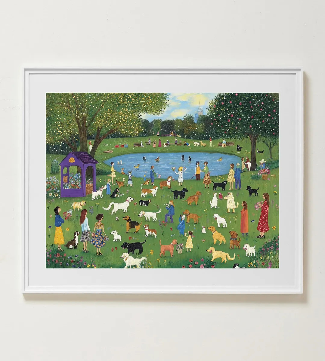 Dog Park Wildflower Art Print: Vintage Spring Landscape (Digital Download) | Etsy (US)