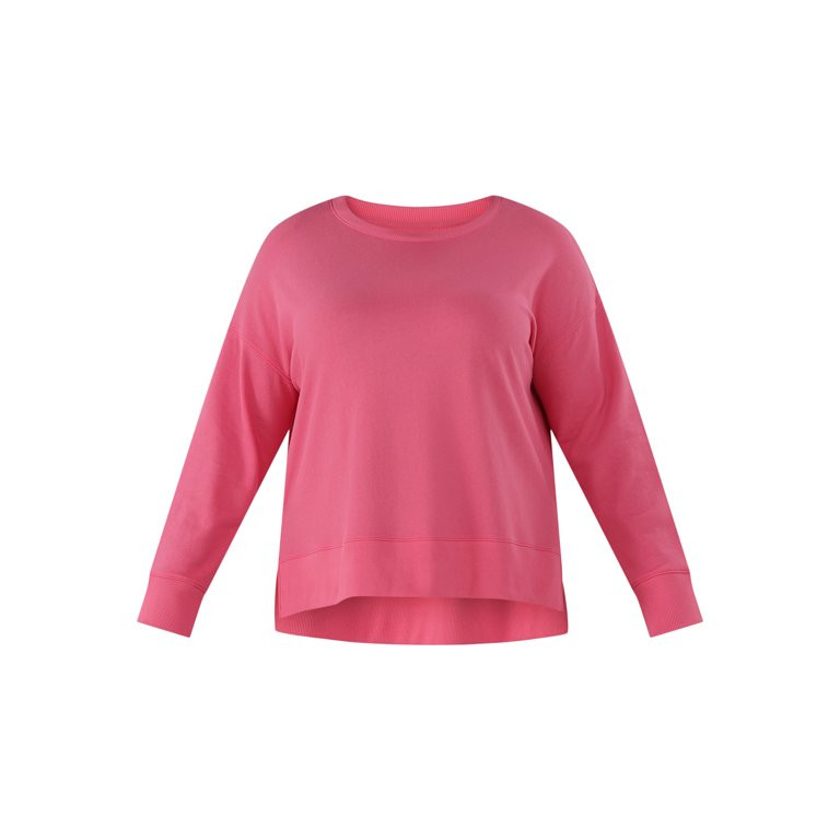 Time and Tru Women's Crewneck Sweatshirt with High-Low Hem, Sizes XS -4X | Walmart (US)