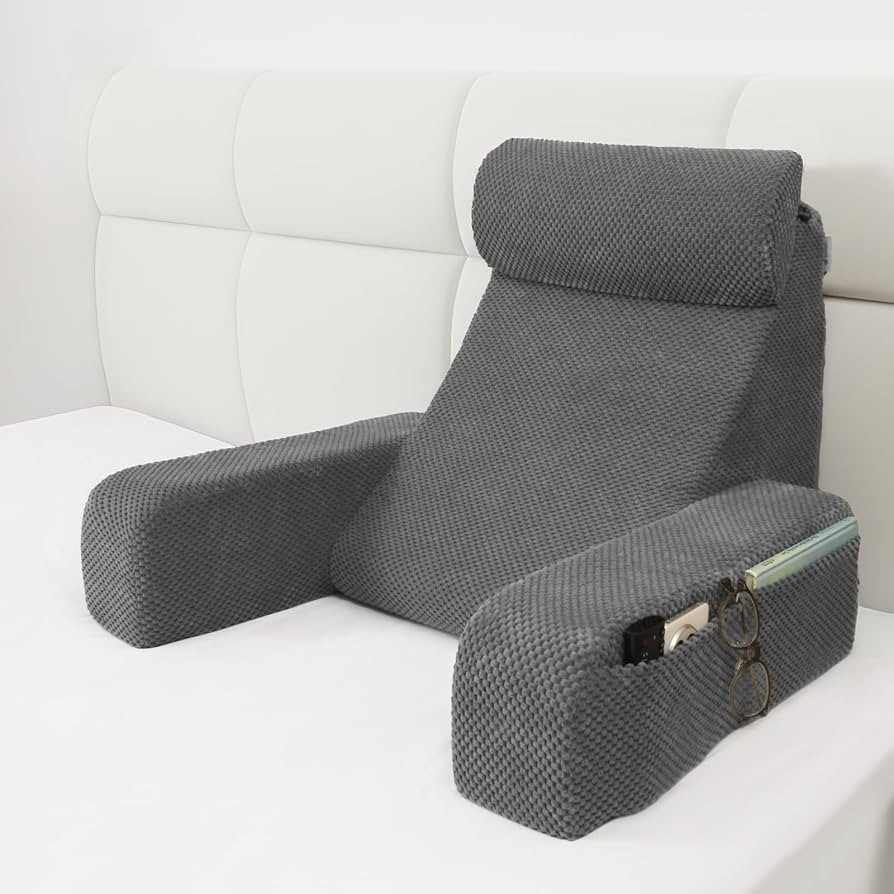 Vekkia 19'' Reading Pillow for Adults with XL Side Pockets | Amazon (US)