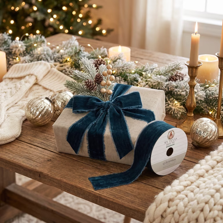 My Texas House Blue Velvet Christmas Ribbon, 2.5" x 12' | Walmart (US)