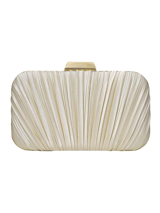 MakeMeChic Women's Pleated Evening Handbags Single Strap Elegant Party Clutch Bag Purses | Amazon (US)